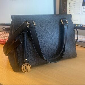 DKNY Crossbody/Satchel Bag - Black Monogram - free new silk scarf included